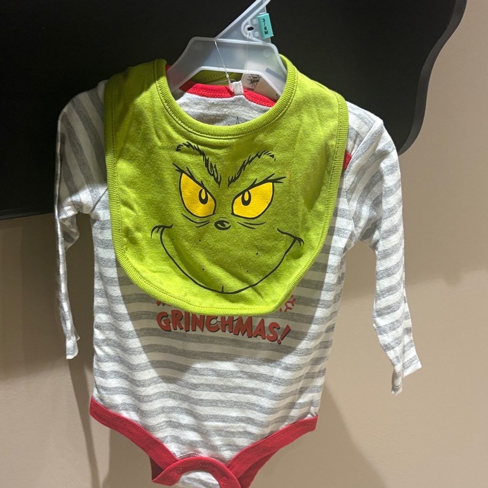 Dr. Seuss Grinch Striped Baby Bodysuit NWT